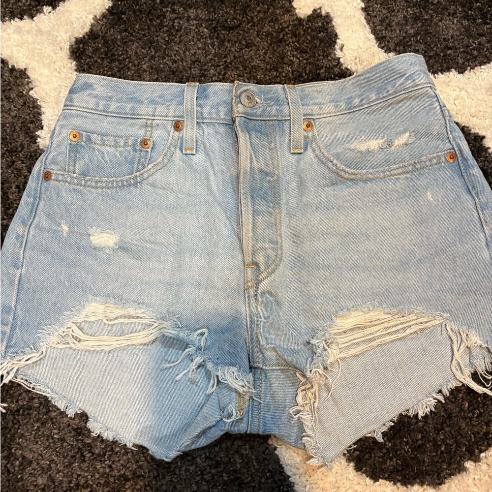 Levi's Light Blue Distressed Jean Shorts